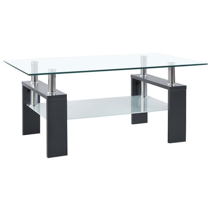 Şeffaf Cam Raflı Modern Cam Sehpa-40x95x56 cm - 117687
