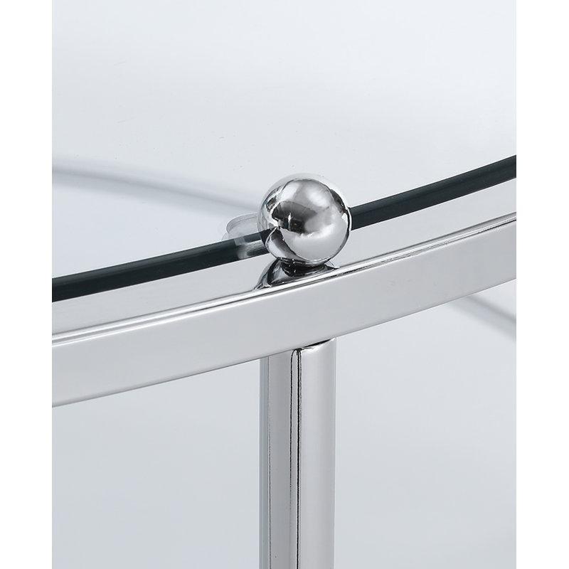 Şeffaf Cam Raflı Yuvarlak Cam Sehpa-92x92x44 cm - 117789