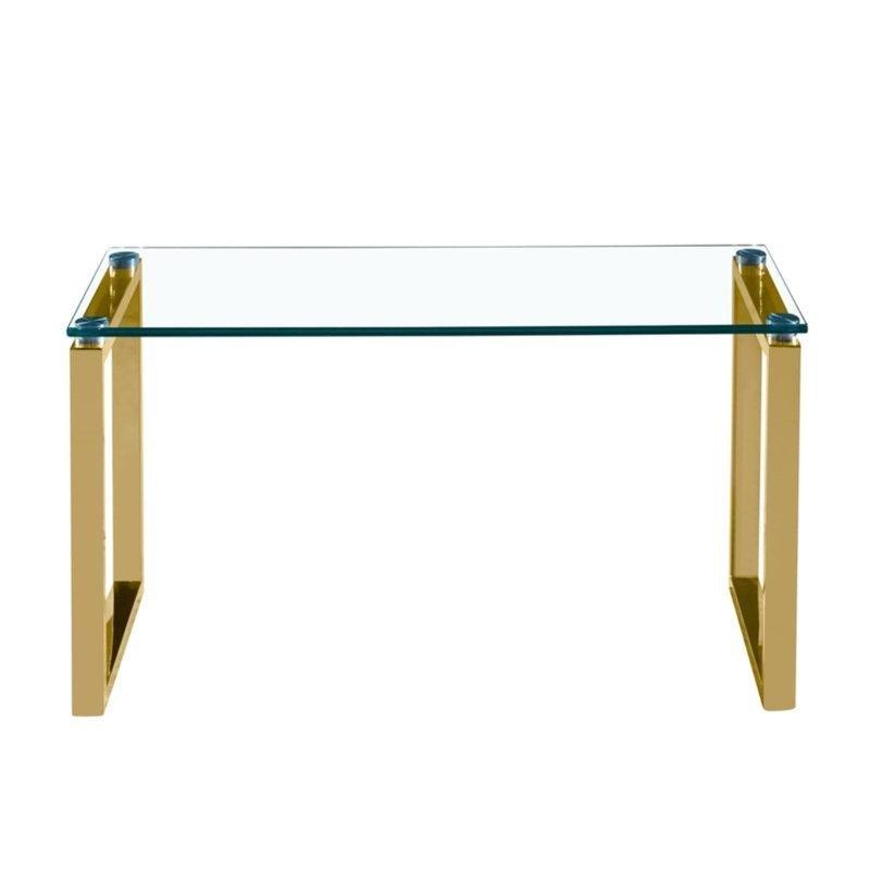 Şeffaf Cam Sled Ayaklı Gold Ayaklı Sehpa-41x41x115 cm - 117471