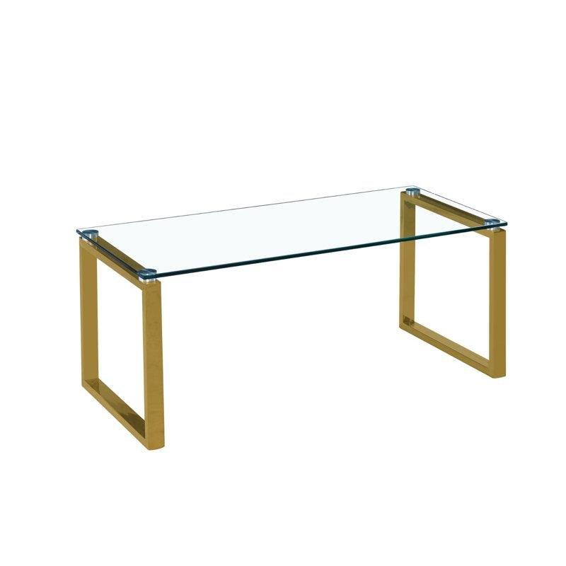 Şeffaf Cam Sled Ayaklı Gold Ayaklı Sehpa-41x41x115 cm - 117471