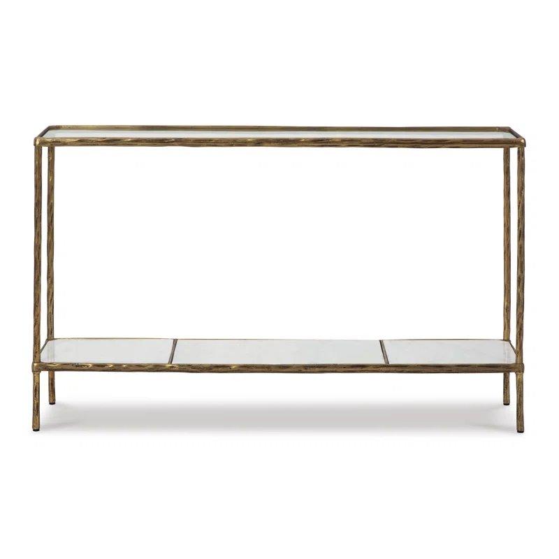 Şeffaf Cam Tablalı Alüminyum Raflı Pirinç Dresuar - 133x31x82 cm - 132523