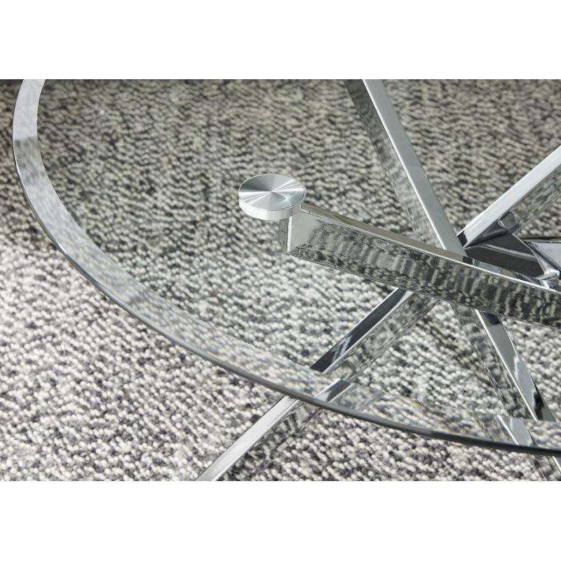 Şeffaf Cam Temperli Cam X Ayaklı Cam Sehpa-46x90x90 cm - 117174