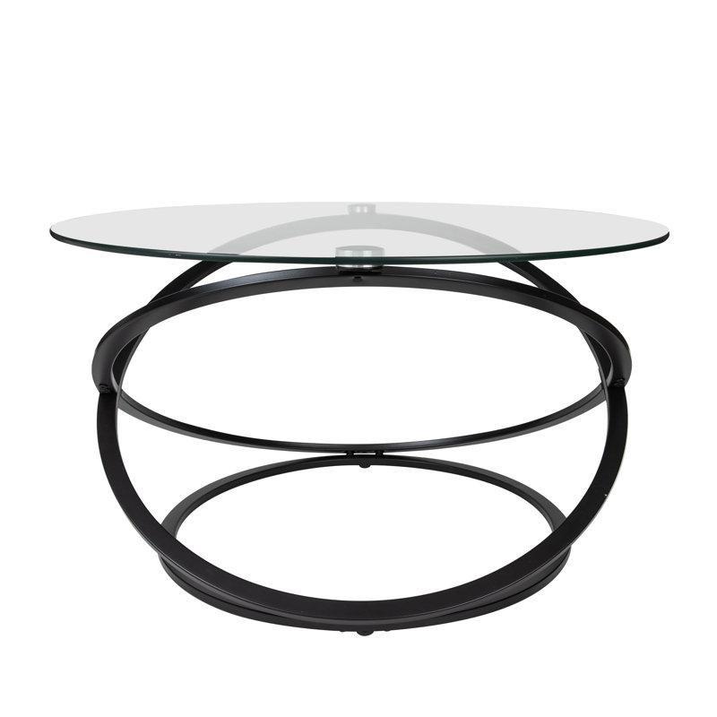 Şeffaf Cam Temperli Metal Ayaklı Yuvarlak Cam Sehpa-81x81x46 cm - 117165