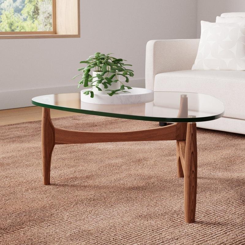 Şeffaf Cam Temperli Üç Ayaklı Cam Sehpa-40x90x90 cm - 117237