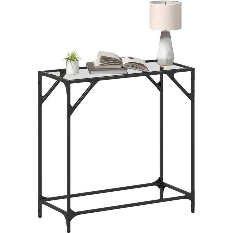 Şeffaf Cam ve Çelik Leke Tutmaz Yüzeyli Modern Dresuar - 80x35x81 cm - 133686