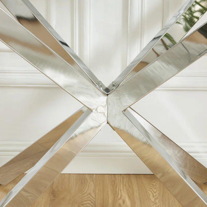 Şeffaf Cam ve Metal Ayaklı Oval Tasarım Cam Dresuar - 116x45x75 cm - 131651