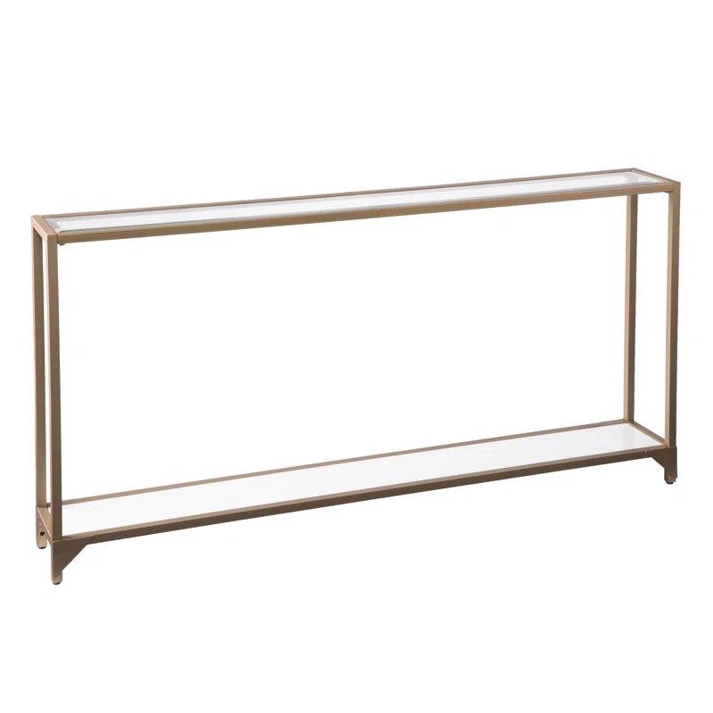 Şeffaf Cam ve Metal Raflı Temperli Dresuar - 143x21 cm - 133091