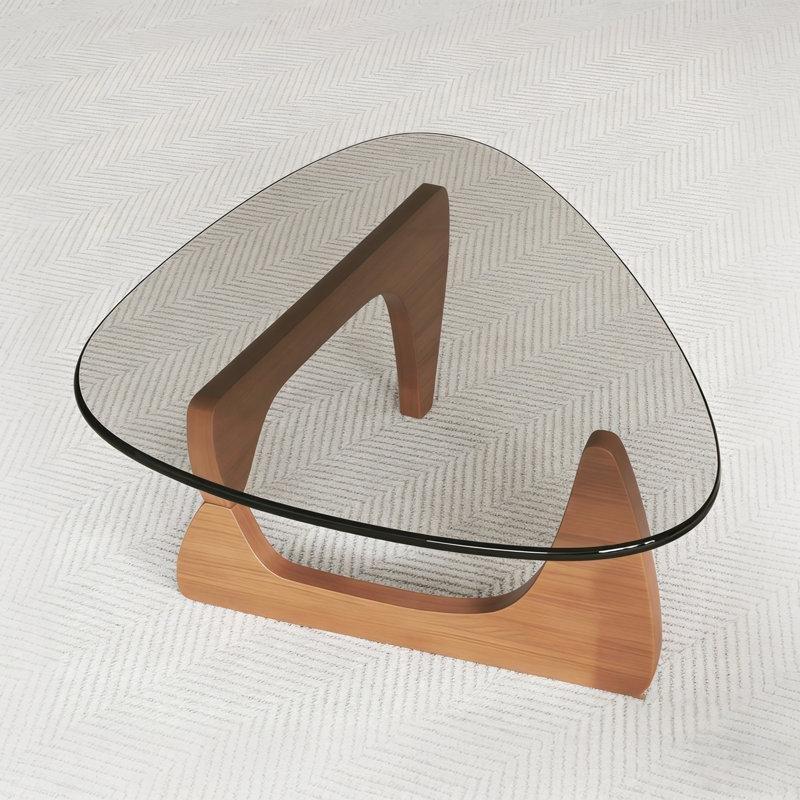 Şeffaf Cam Yüzyıl Ortası Modern Ceviz Sehpa-91x66x40 cm - 117258