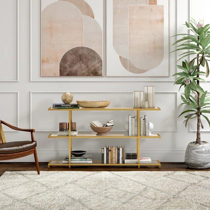 Şeffaf Çelik ve Temperli Cam 3 Raflı Koltuk Arkası Dresuar - 140 Cm - 132077