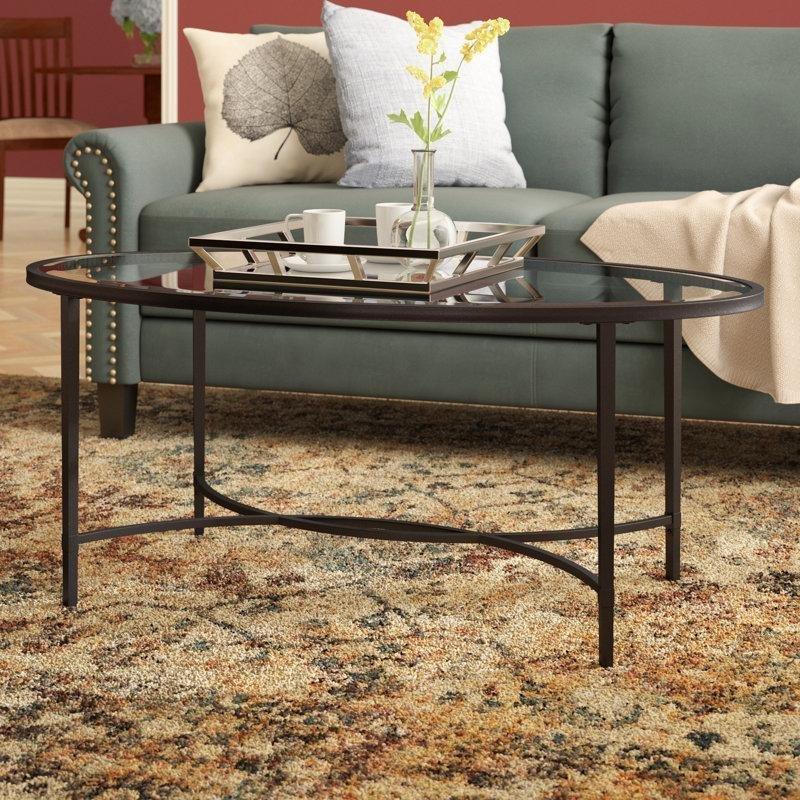 Şeffaf Demir Oval Ferforje Cam Sehpa-49x115x64 cm - 117333