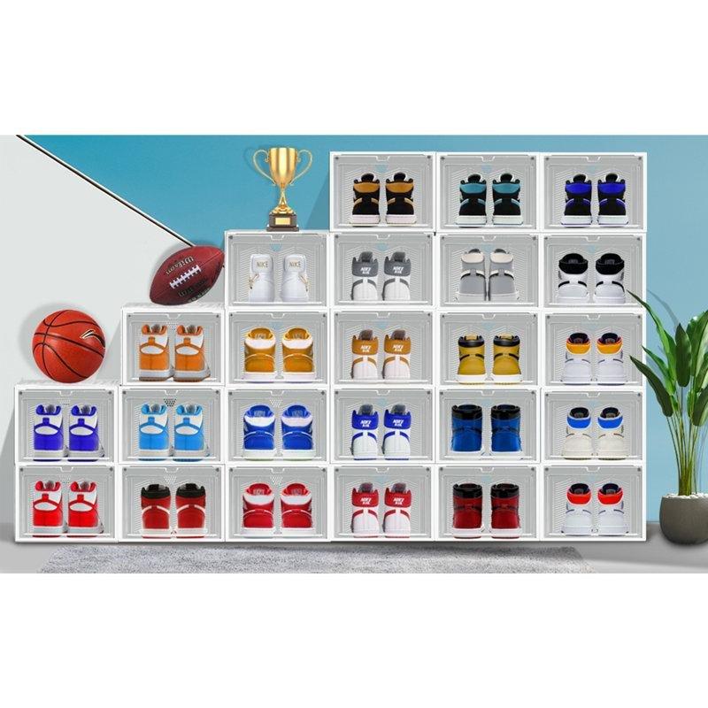 Şeffaf Kapaklı Sert Plastik 12 Adet İstiflenebilir Plastik Ayakkabılık - 29x37x22 cm - 121054