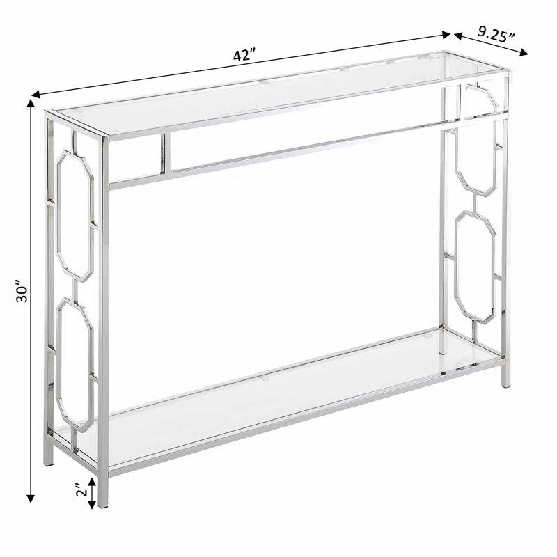 Şeffaf Krom Metal Temperli Cam Raflı Cam Dresuar - 107x24x77 cm - 131783