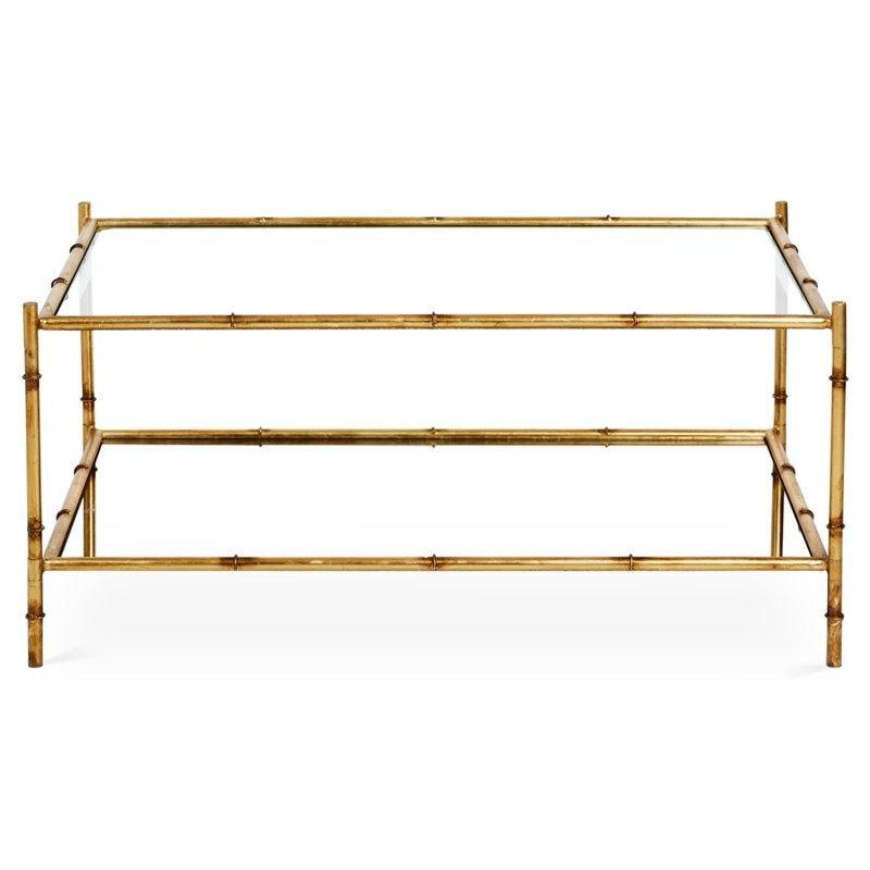 Şeffaf Temperli Cam Aynalı Raflı Hasır Cam Sehpa-51x107x65 cm - 117555
