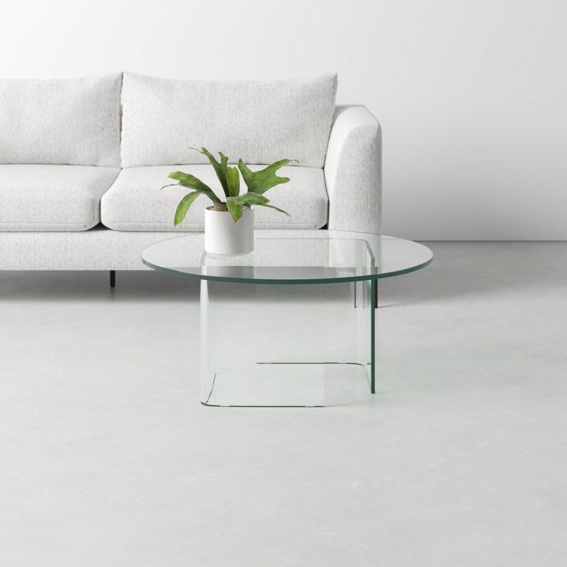 Şeffaf Temperli Cam Çerçeveli Modern Cam Sehpa-41x90x90 cm - 117720
