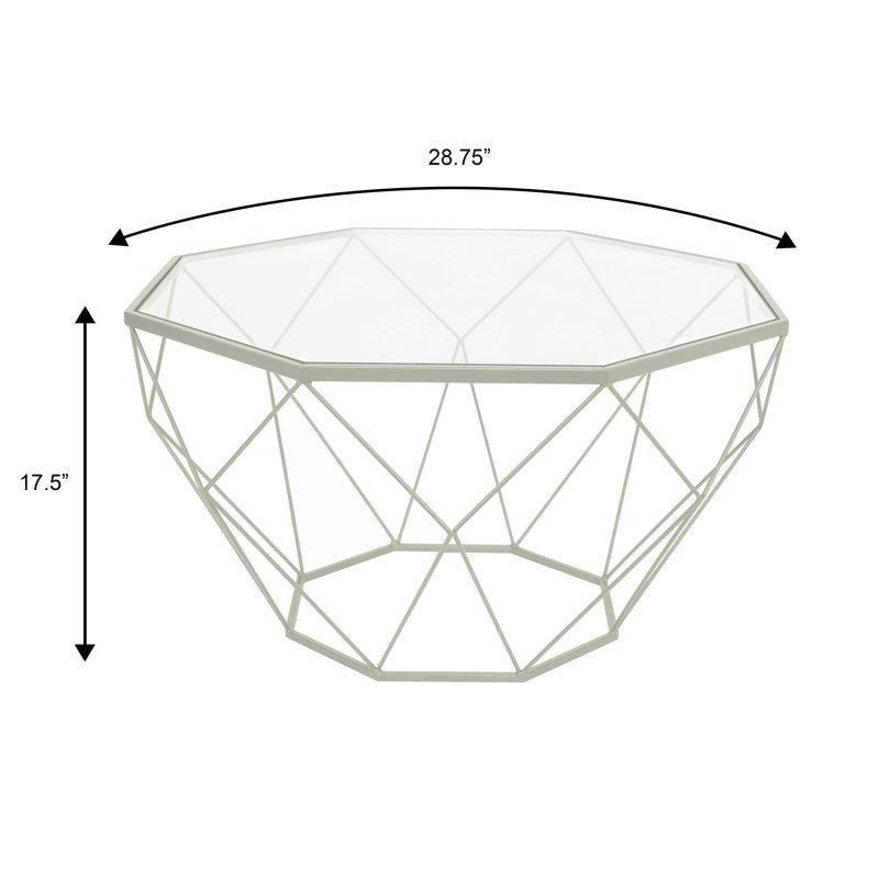 Şeffaf Temperli Cam Geometrik Ferforje Cam Sehpa-45x74x74 cm - 117372