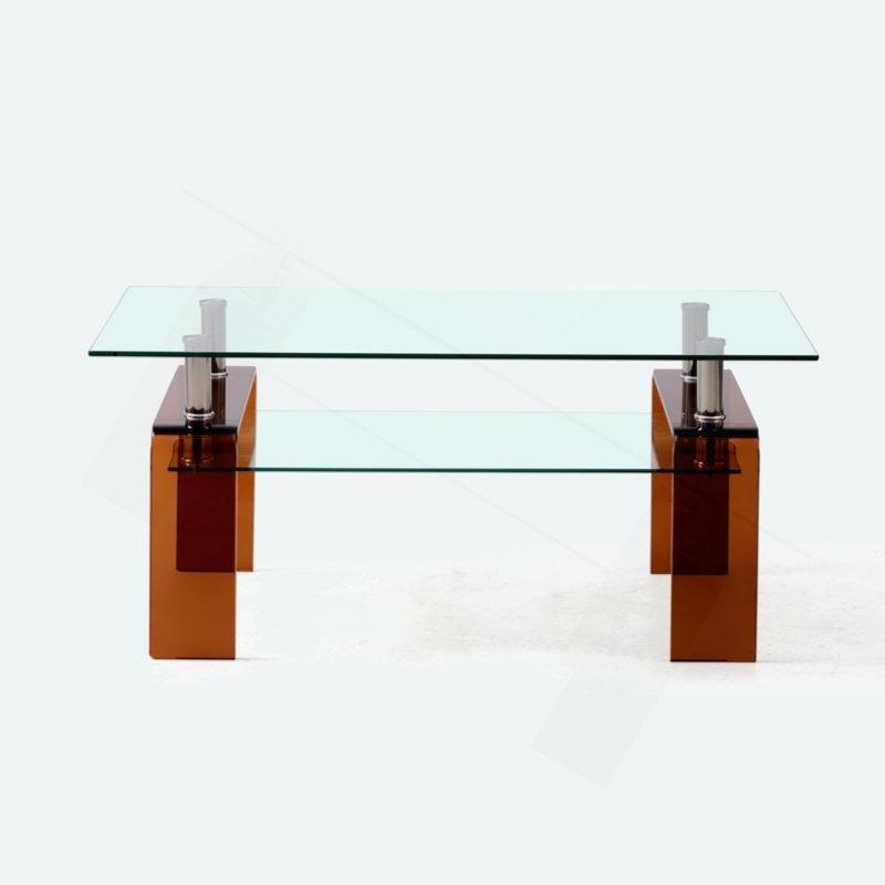 Şeffaf Temperli Cam İki Katlı Raflı Cam Sehpa-110x56x49 cm - 117240