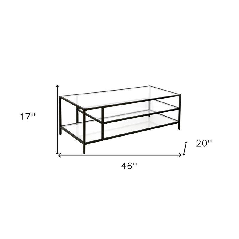 Şeffaf Temperli Cam İki Raflı Modern Cam Sehpa-44x117x51 cm - 117690