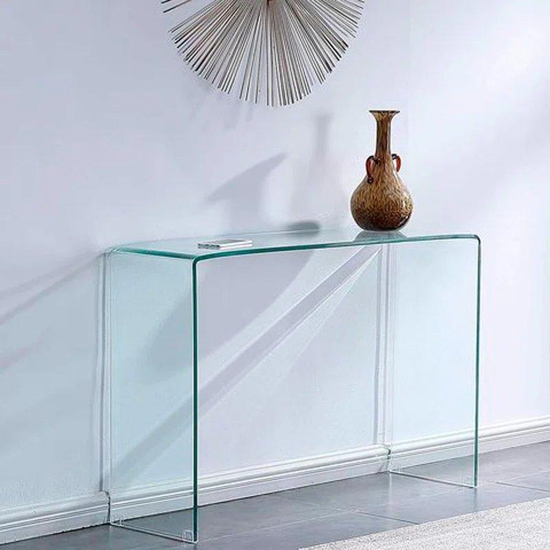 Şeffaf Temperli Cam Kavisli Tasarım Cam Dresuar - 82x36x77 Cm - 131614