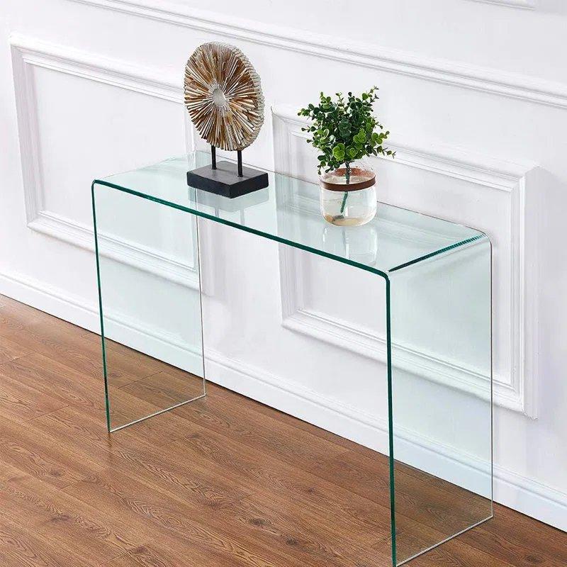 Şeffaf Temperli Cam Kavisli Tasarım Cam Dresuar - 82x36x77 Cm - 131614