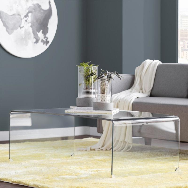 Şeffaf Temperli Cam Kızak Ayaklı Cam Sehpa-42x65x120 cm - 117132