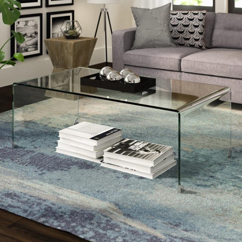Şeffaf Temperli Cam Kızak Ayaklı Cam Sehpa-42x65x120 cm - 117132
