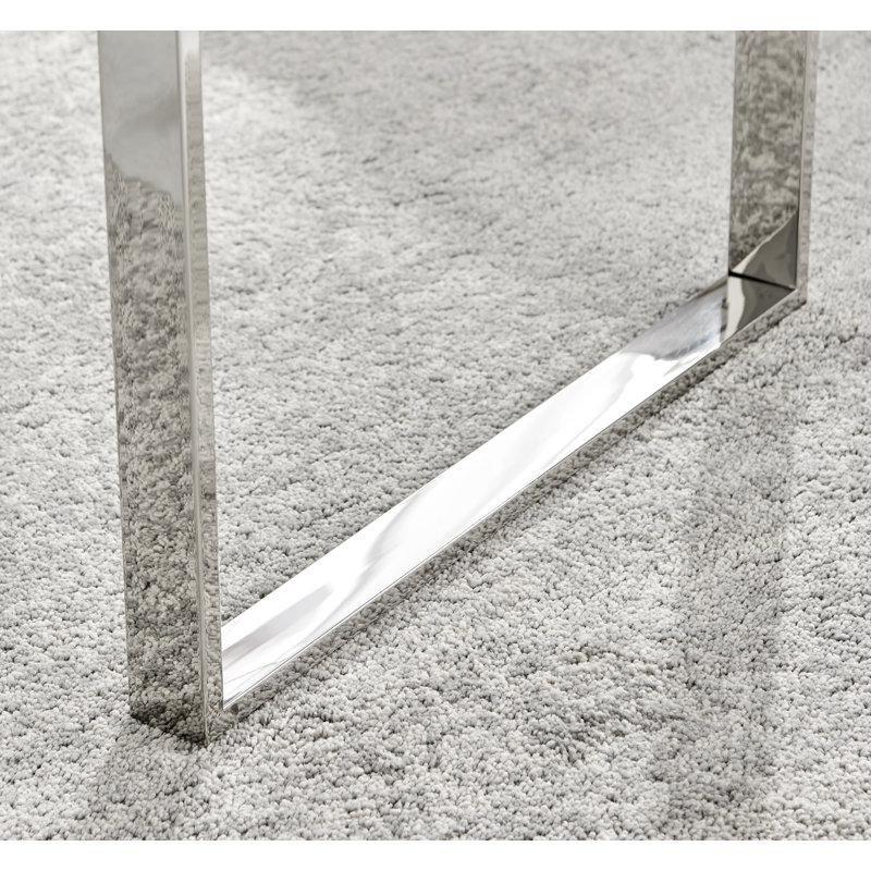 Şeffaf Temperli Cam Krom Çelik Kızak Ayaklı Aynalı Cam Sehpa-45x120x60 cm - 117120