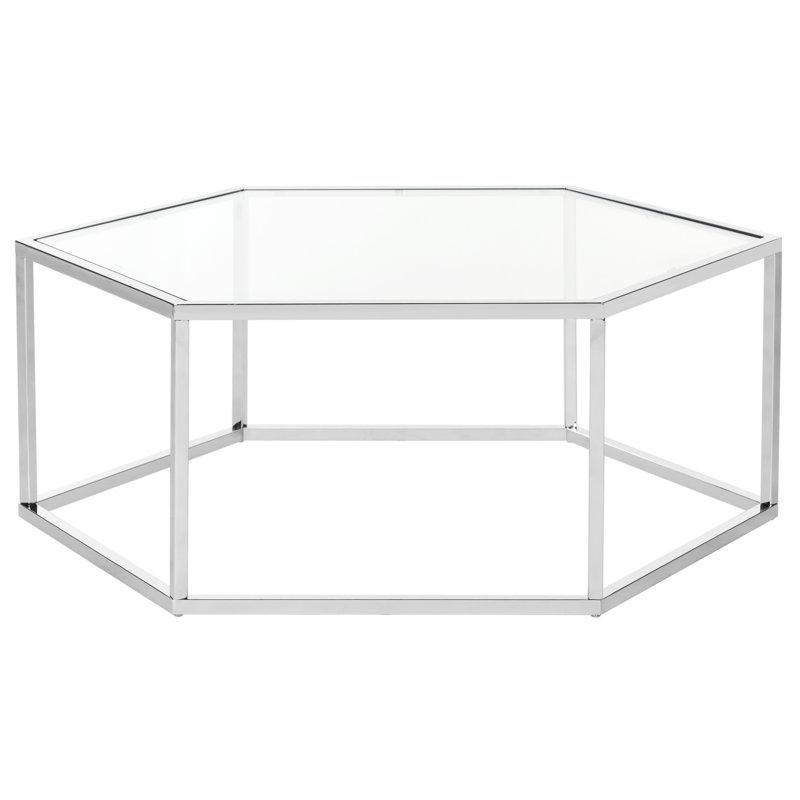 Şeffaf Temperli Cam Krom Parlak Aynalı Ferforje Cam Sehpa-35x93x80 cm - 117336