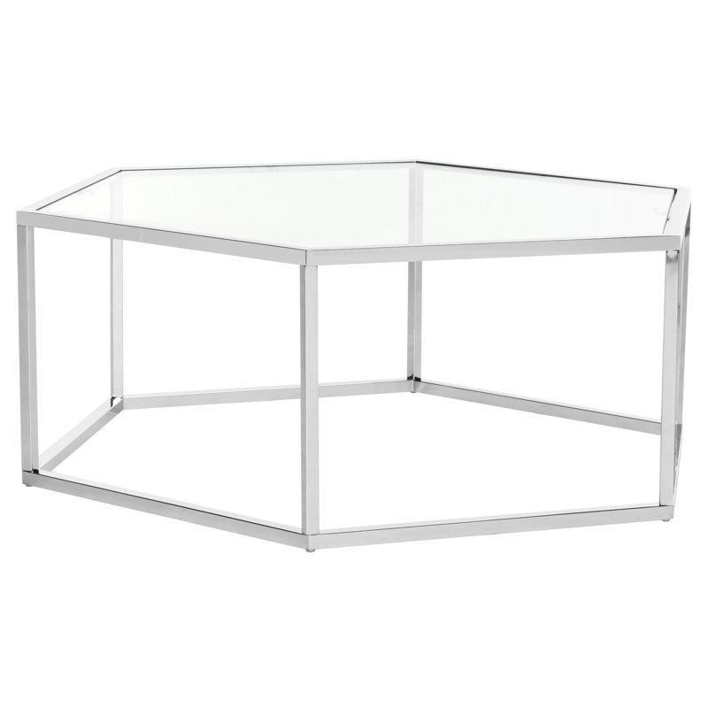 Şeffaf Temperli Cam Krom Parlak Aynalı Ferforje Cam Sehpa-35x93x80 cm - 117336
