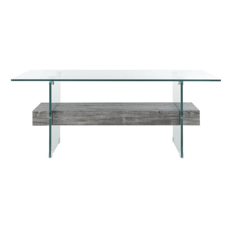 Şeffaf Temperli Cam Raflı Cam Sehpa-112x60x42 cm - 117201