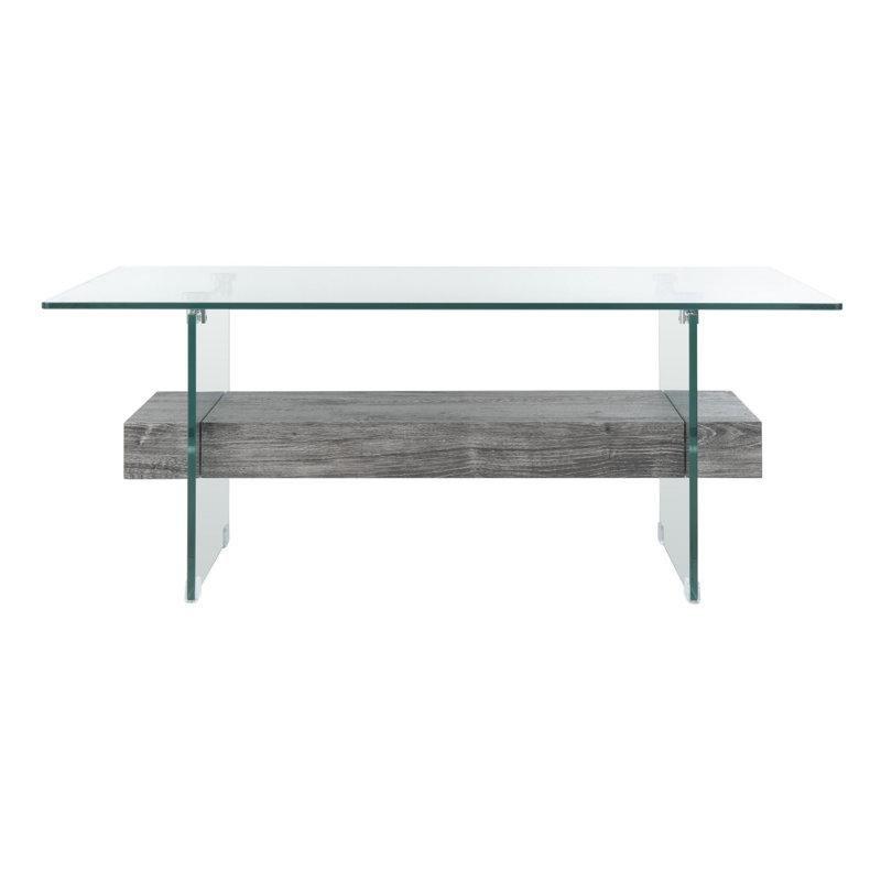Şeffaf Temperli Cam Raflı Cam Sehpa-112x60x42 cm - 117201