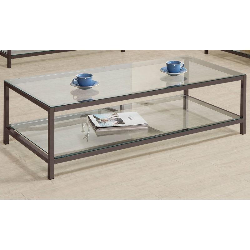 Şeffaf Temperli Cam Raflı Cam Sehpa-39x138x59 cm - 117069
