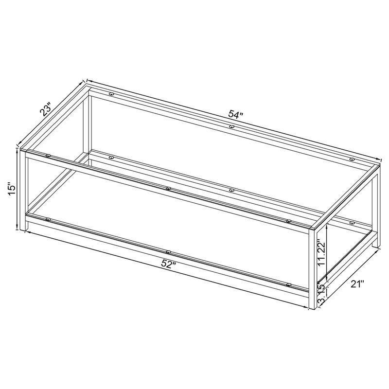 Şeffaf Temperli Cam Raflı Cam Sehpa-39x138x59 cm - 117069