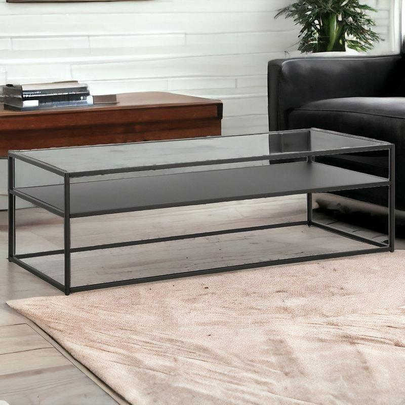Şeffaf Temperli Cam Raflı Cam Sehpa-44x99x51 cm - 117177