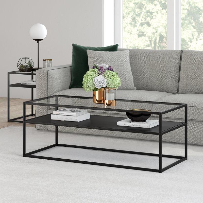 Şeffaf Temperli Cam Raflı Cam Sehpa-44x99x51 cm - 117177