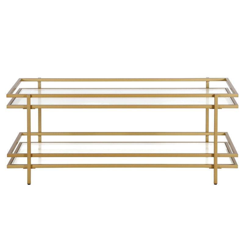 Şeffaf Temperli Cam Raflı Cam Sehpa-46x115x51 cm - 117198