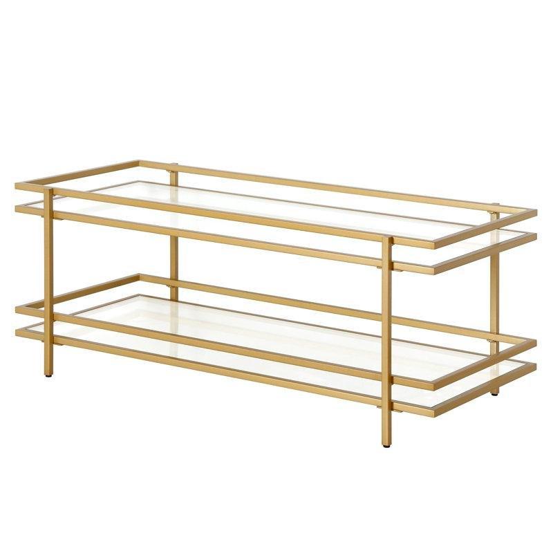 Şeffaf Temperli Cam Raflı Cam Sehpa-46x115x51 cm - 117198