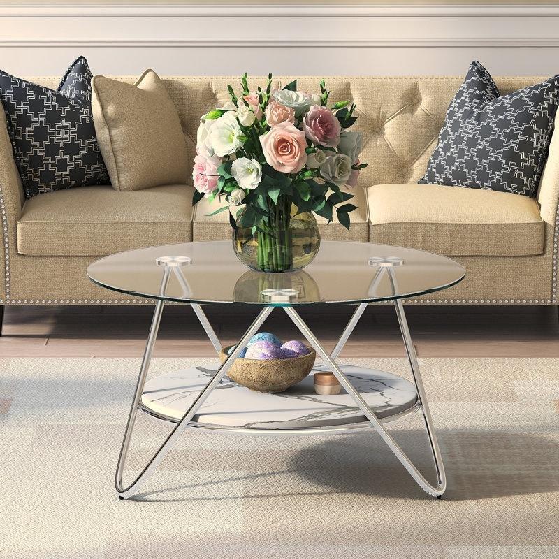 Şeffaf Temperli Cam Raflı Ferforje Cam Sehpa-45x80x80 cm - 117432
