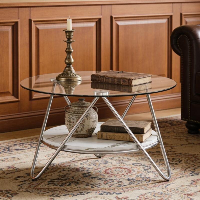 Şeffaf Temperli Cam Raflı Modern Cam Sehpa-45x80x80 cm - 117717