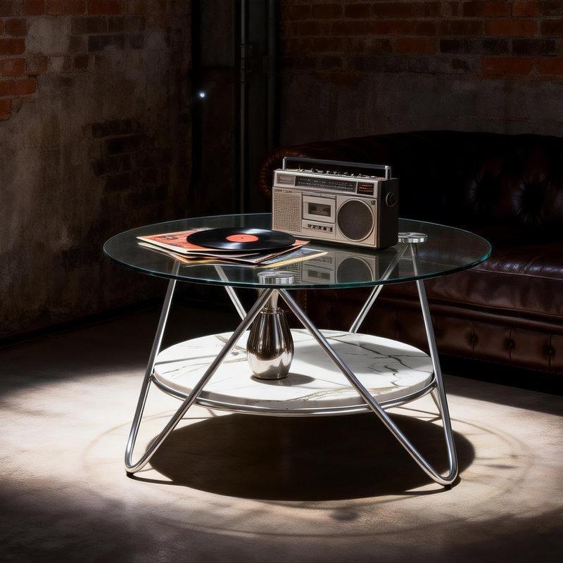 Şeffaf Temperli Cam Raflı Modern Cam Sehpa-45x80x80 cm - 117717