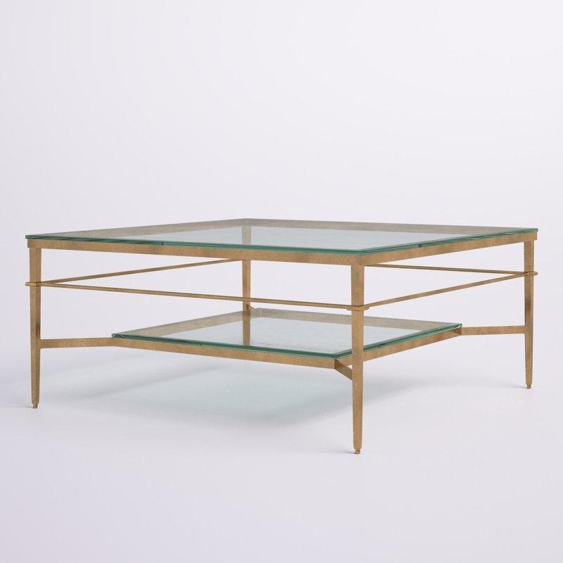Şeffaf Temperli Cam Raflı Parlak Ferforje Cam Sehpa-51x110x110 cm - 117366