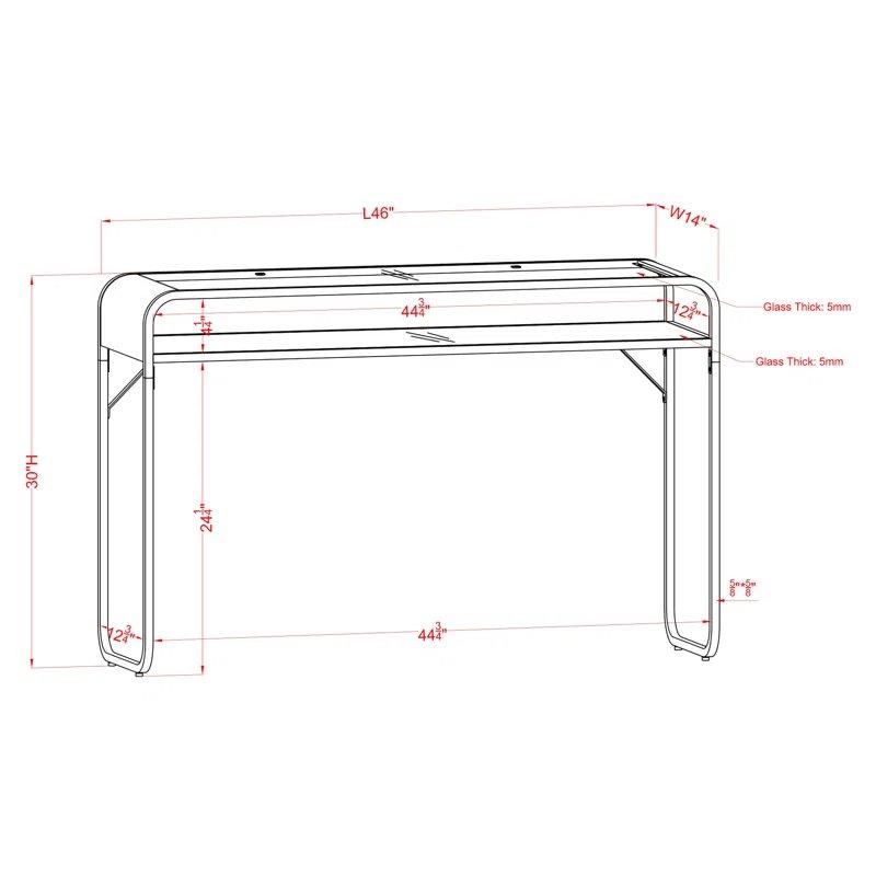 Şeffaf Temperli Cam ve Çelik Raflı Çizilmeye Dayanıklı Aynalı Dresuar - 117x36x77 cm - 131472