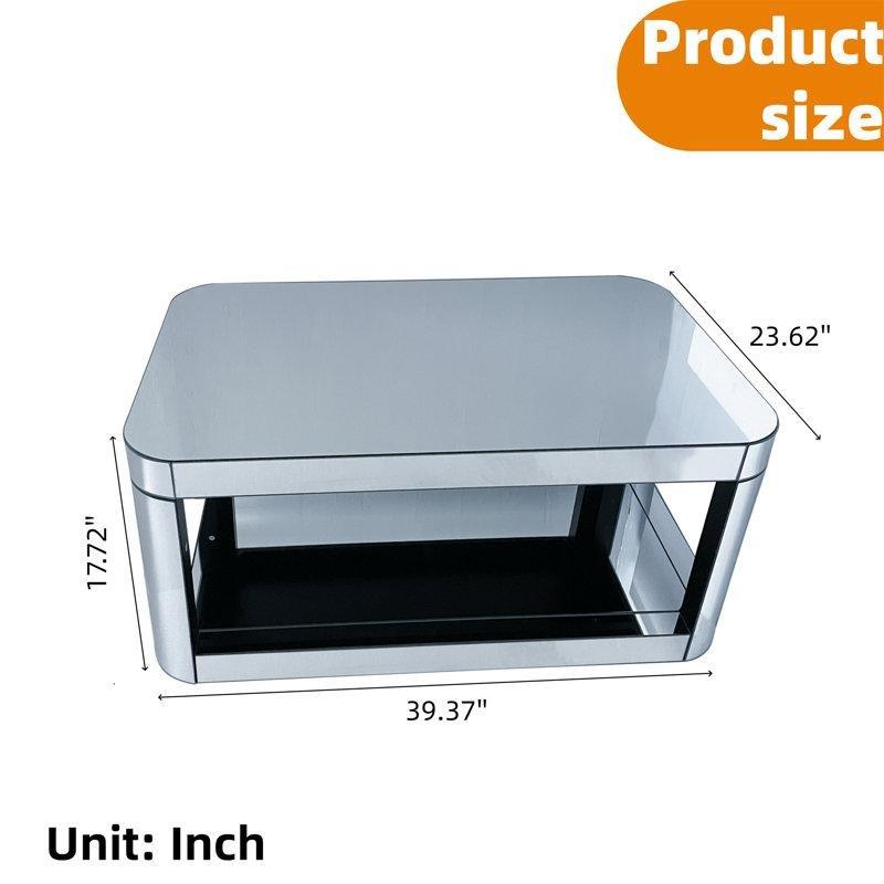 Silver Aynalı Cam Raflı Cam Sehpa-45x100x60 cm - 117018