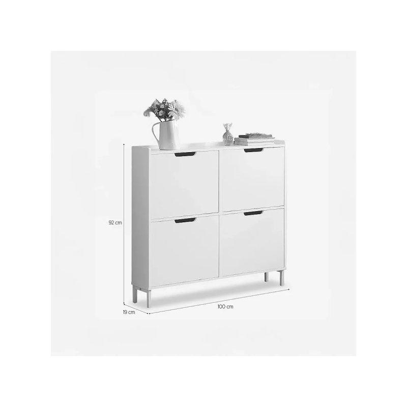 Siyah Ahşap Desenli MDF 4 Düşer Kapaklı Metal Ayaklı Ayakkabılık - 100x19x91 cm - 118771