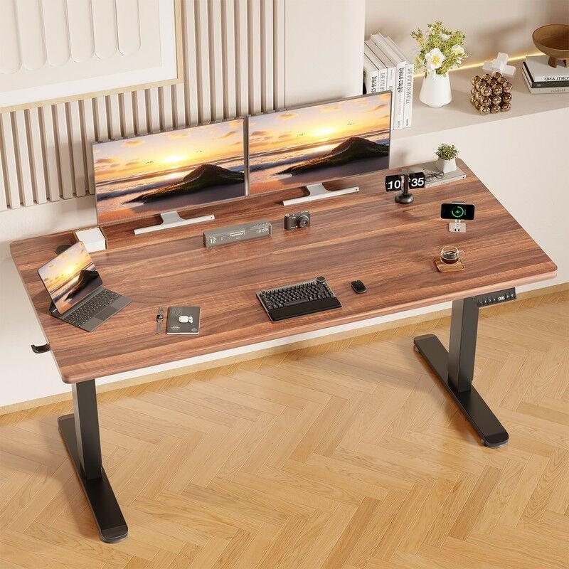 Siyah Ahşap Hafızalı Elektrikli Ayarlanabilir Bilgisayar Masası-160x80x116 cm - 114373