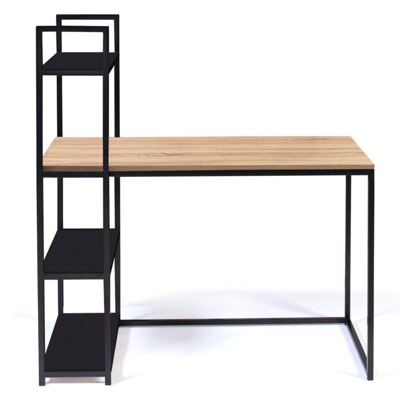Siyah Ahşap Metal 3 Raflı Ayarlanabilir Bilgisayar Masası-113x64x120 cm - 114429