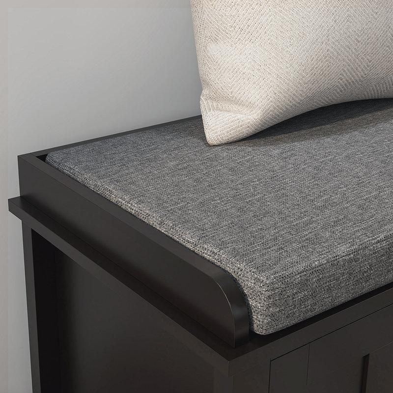 Siyah Ahşap Minderli Sürgülü Kapaklı Ayakkabılık Bench - 112x41x51 cm - 120664
