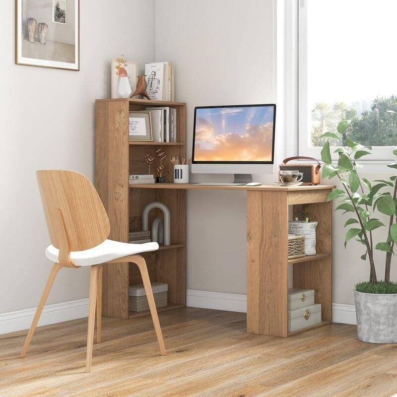 Siyah Ahşap Ters Çevrilebilir 6 Katlı Raflı bilgisayar masası-51x122x122 cm - 115284