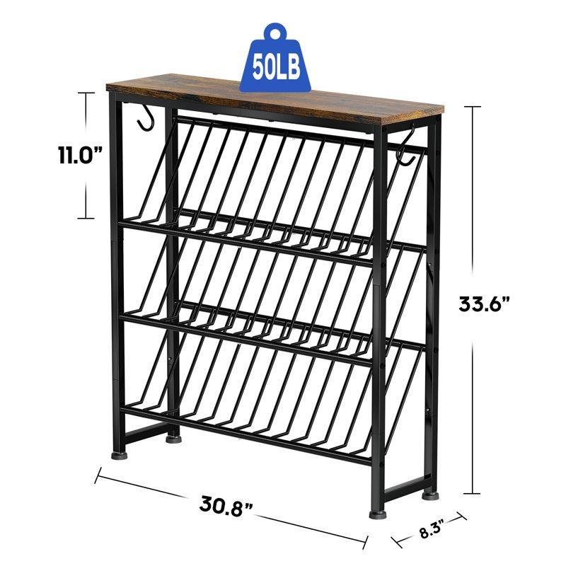 Siyah Ahşap Üst Tablalı 4 Katlı Eğimli Raflı Ferforje Ayakkabılık - 79x22x86 cm - 121102