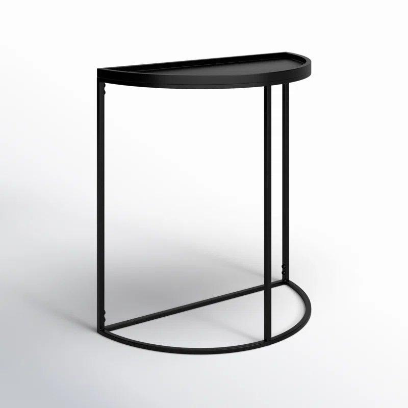 Siyah Ahşap ve Metal Yarım Ay Tasarımlı Oval Dresuar - 72x36x77 cm - 132379