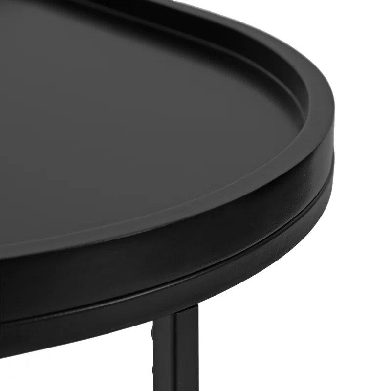 Siyah Ahşap ve Metal Yarım Ay Tasarımlı Oval Dresuar - 72x36x77 cm - 132379